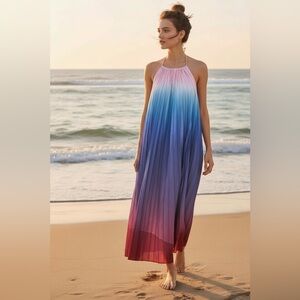 Aura pleated ombré maxi dress